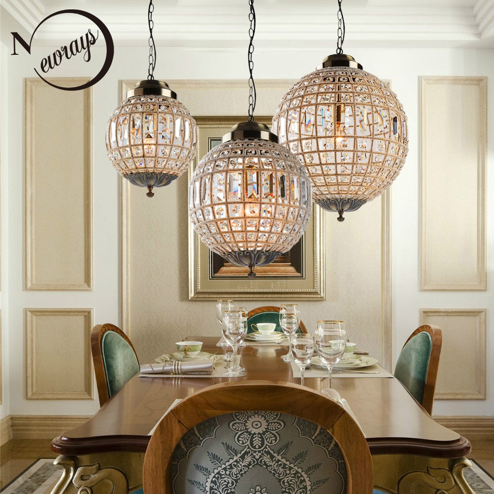 LED Retro Vintage Empire Ball Style, Crystal Chandelier Lustres Lights