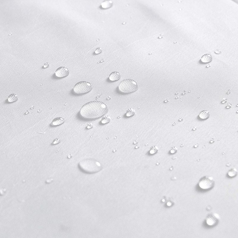 Fabric White Shower Curtain with Mesh Window Waterproof Screen