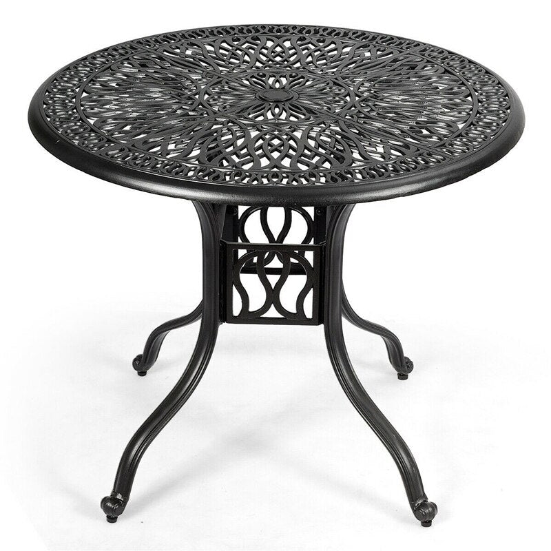 Aluminum Frame Patio Dining Set Durable Umbrella Hole Comfortable Ergonomic Chairs