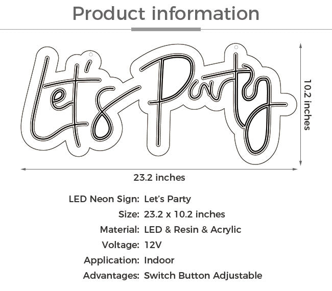 LED Neon and Lets Party Light Signs