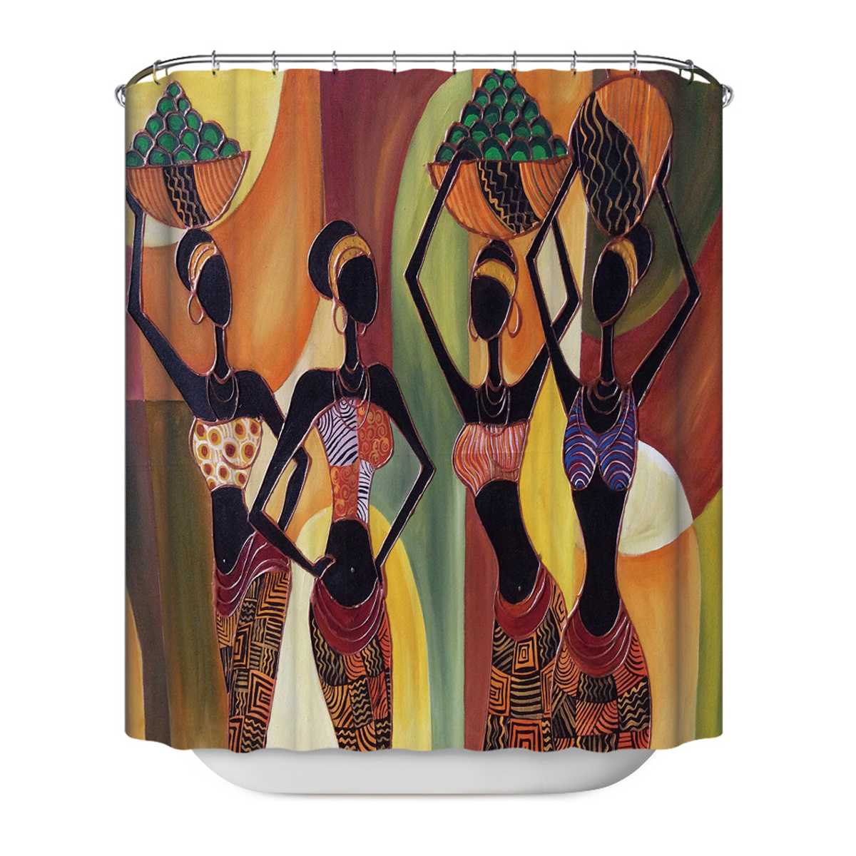 African Woman Bathroom Non-slip Durable Waterproof Shower Curtain Set