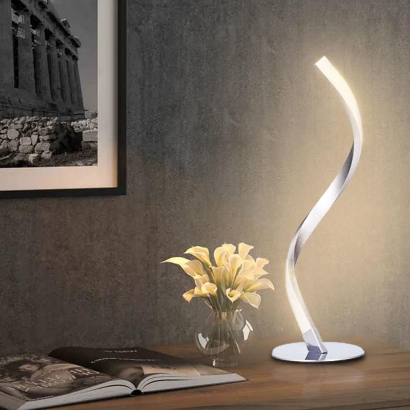 Modern LED Spiral Table Lamp Curved Desk Bedside Lamp