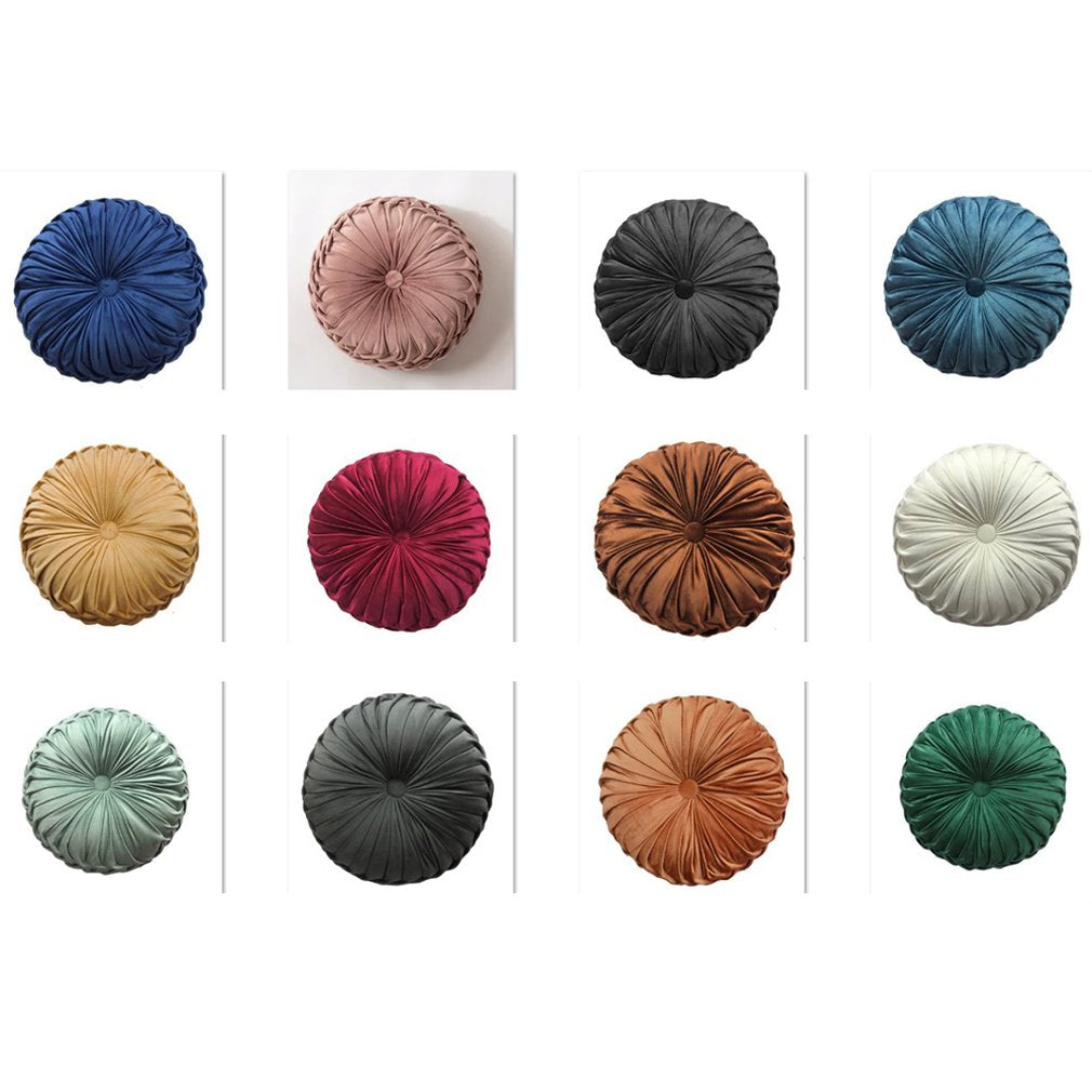 Decorative Velvet Pleated Round Floor Cushion