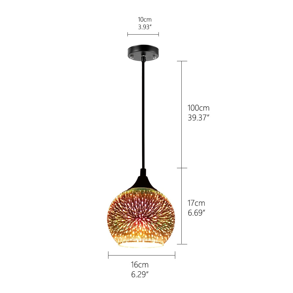 3D colorful romantic sky hanging Glass shade Pendant Lamp