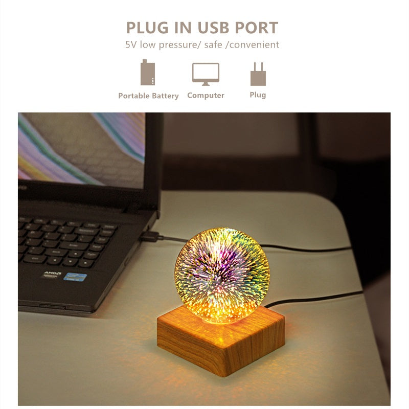 Colorful Night Light 5V USB Table Lamp 4V Bedside Atmosphere Lantern 3D Firework-lamps 3 Mode Meteor Bulb Bedroom Decoration