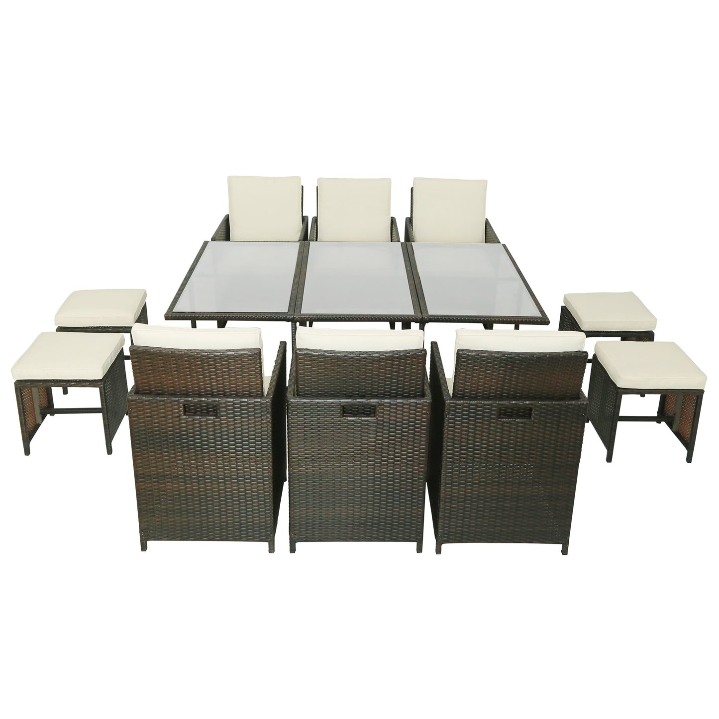 11-Piece Outdoor Patio Rattan Wicker Dining Table Set - Large