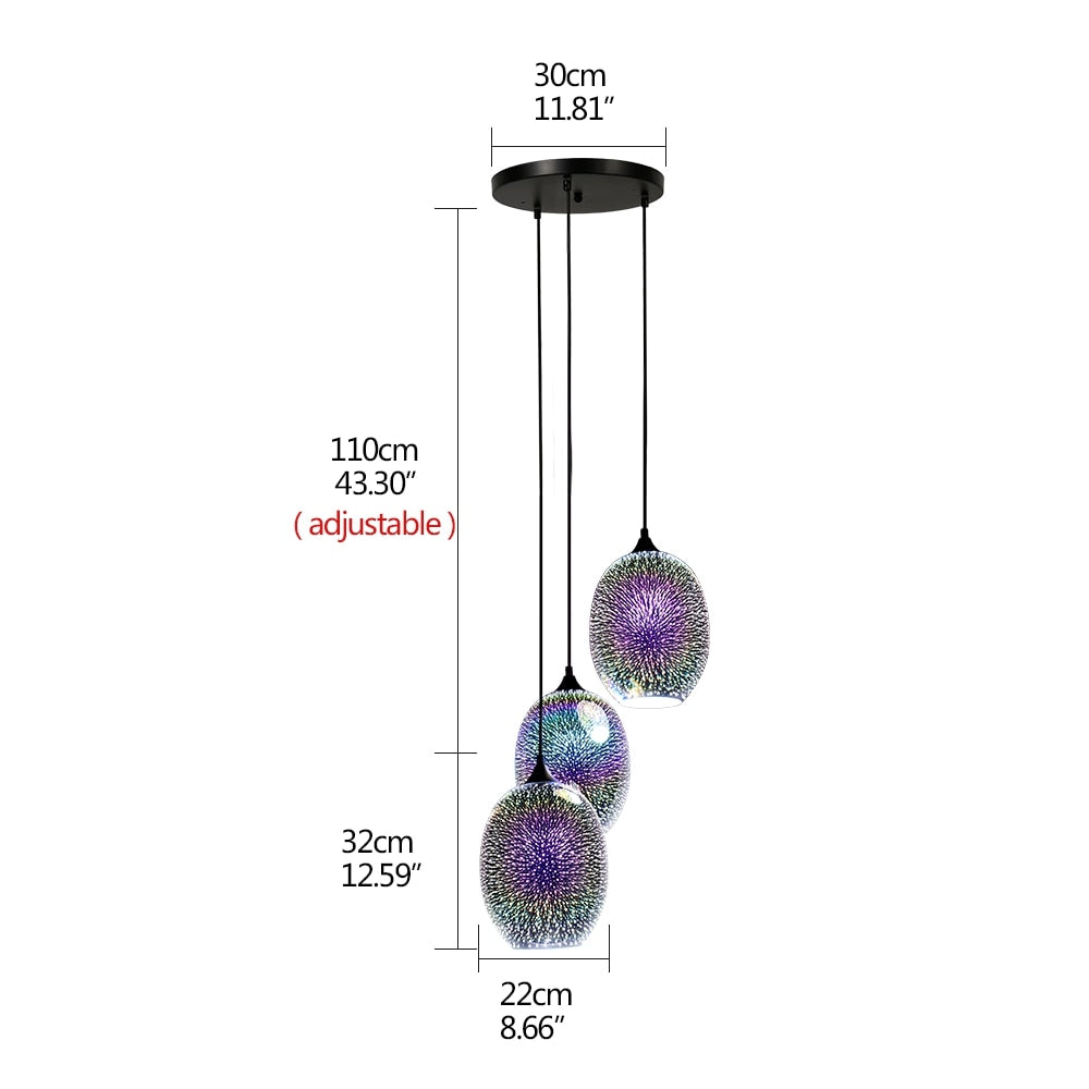 3D colorful romantic sky hanging Glass shade Pendant Lamp