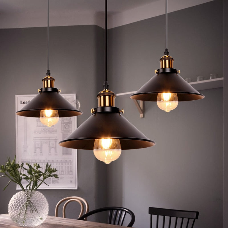 Retro loft iron black decoration pendant hanging lights and lamps