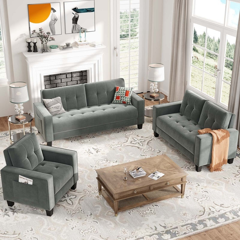 Sofa Set - Loveseat, Arm Chair And Three Seat (1+3 Seat）