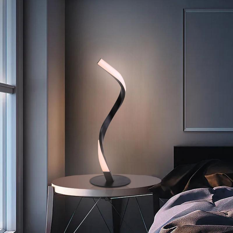 Modern LED Spiral Table Lamp Curved Desk Bedside Lamp