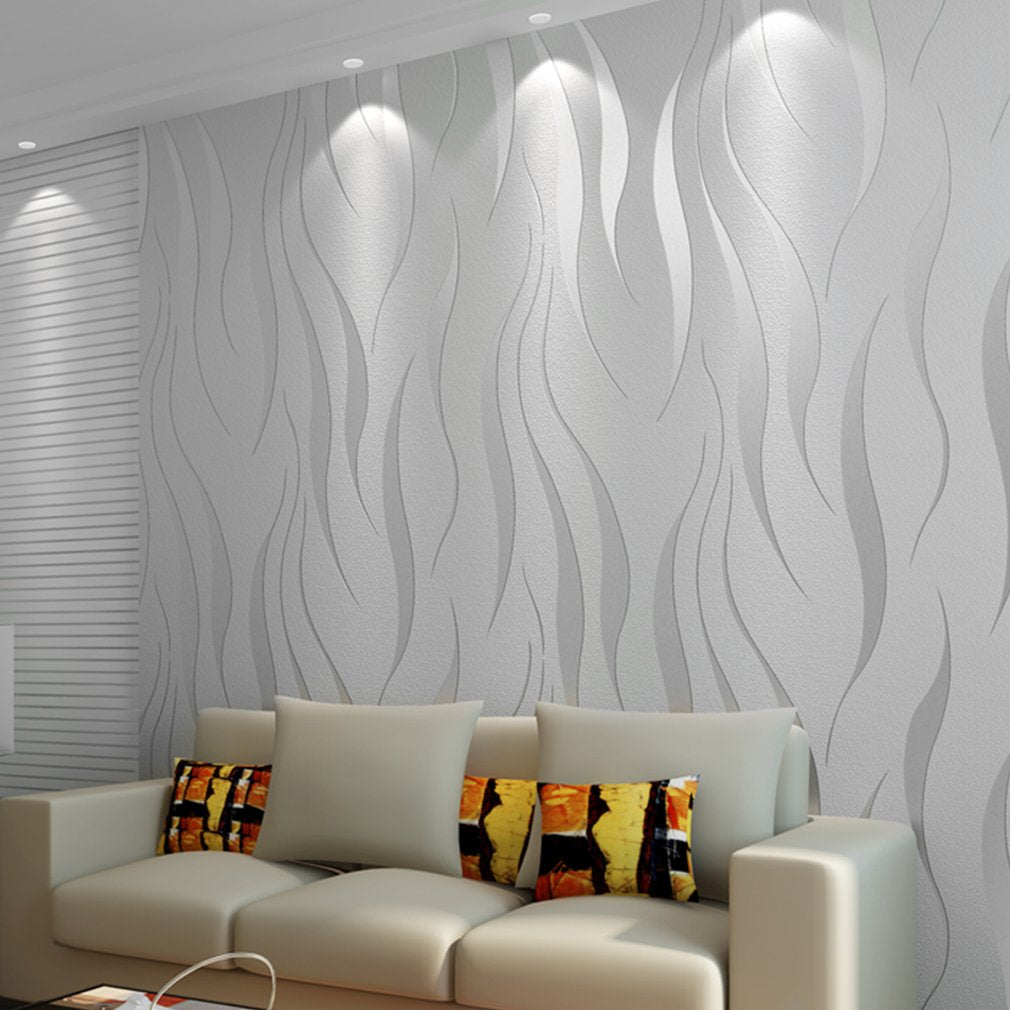 High-End Luxury 3D Wave Flocking Wallpaper