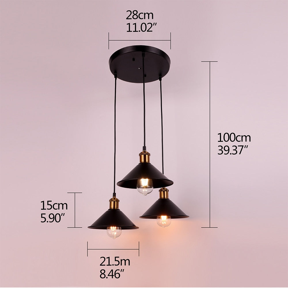 Retro loft iron black decoration pendant hanging lights and lamps