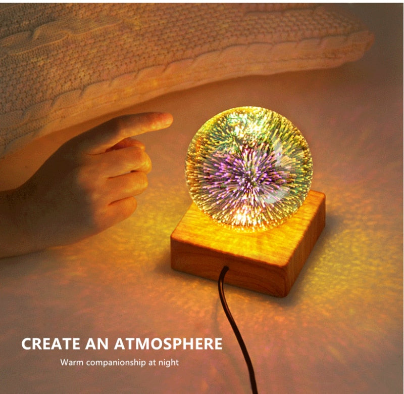 Colorful Night Light 5V USB Table Lamp 4V Bedside Atmosphere Lantern 3D Firework-lamps 3 Mode Meteor Bulb Bedroom Decoration