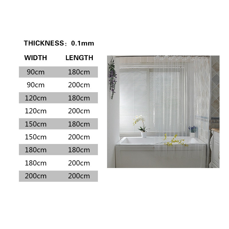 Clear Shower Curtain Waterproof White Liner Transparent with Hooks