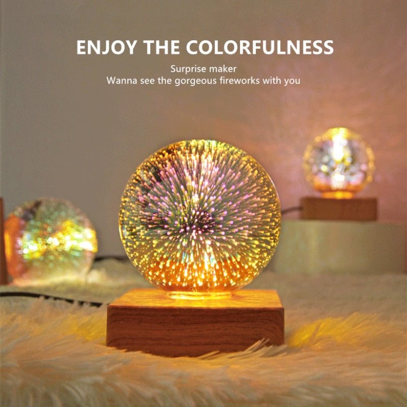 Colorful Night Light 5V USB Table Lamp 4V Bedside Atmosphere Lantern 3D Firework-lamps 3 Mode Meteor Bulb Bedroom Decoration