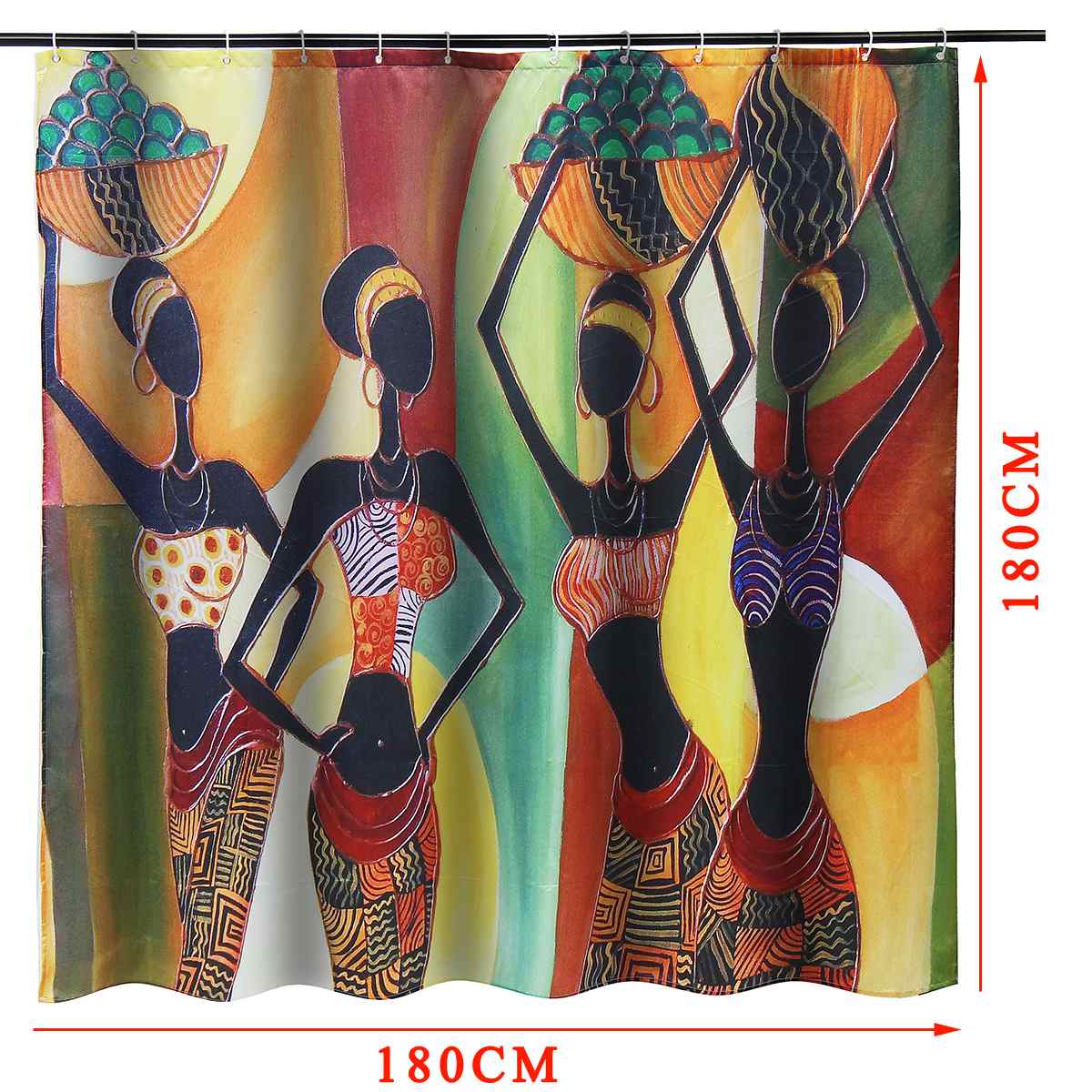 African Woman Bathroom Non-slip Durable Waterproof Shower Curtain Set