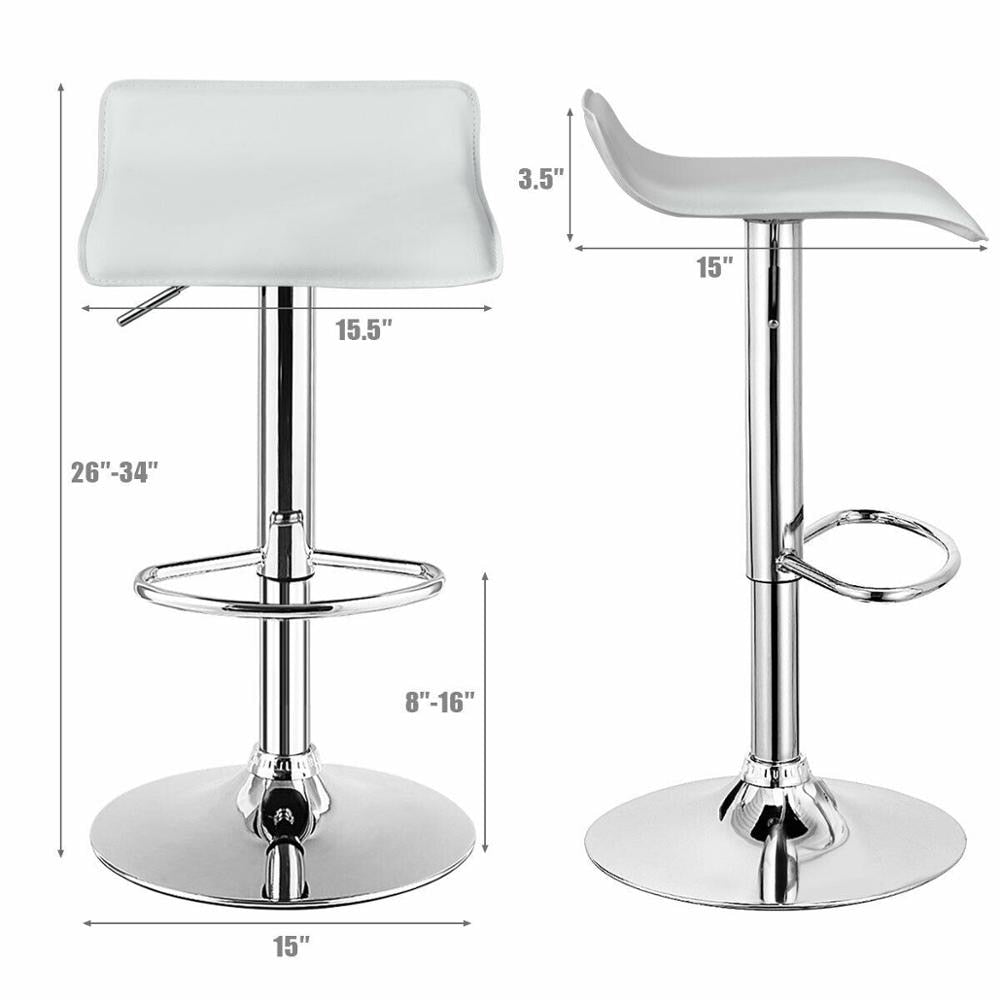 Set of 4 Swivel Bar Stool PU Leather Adjustable Kitchen Counter Chair