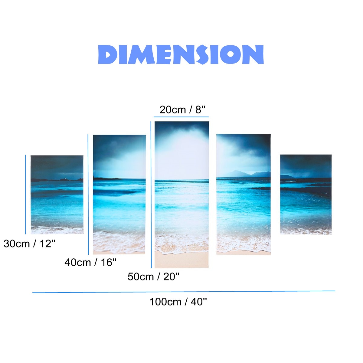 5Pcs Sunset Seaside Canvas Print Art Painting Wall Picture for Bedroom