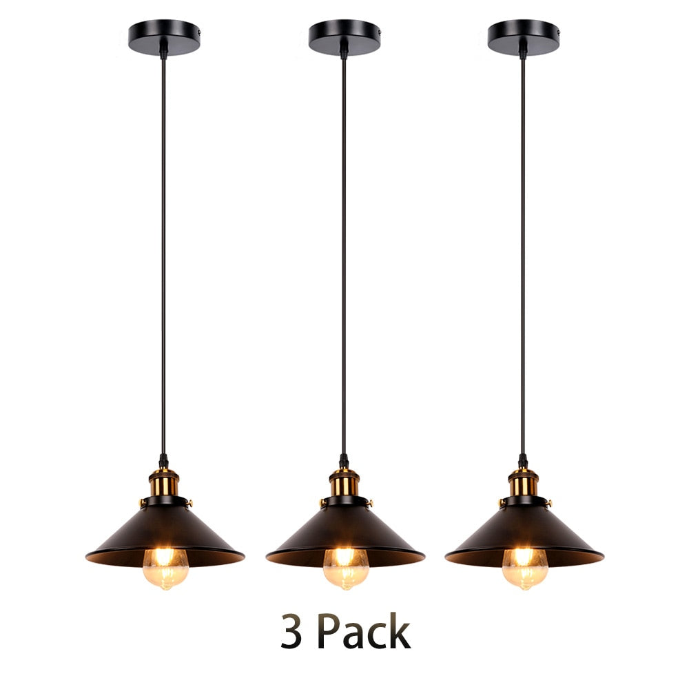 Black modern industrial 3 lights ceiling chandelier