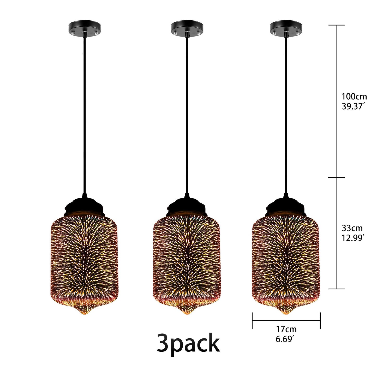 3D colorful romantic sky hanging Glass shade Pendant Lamp