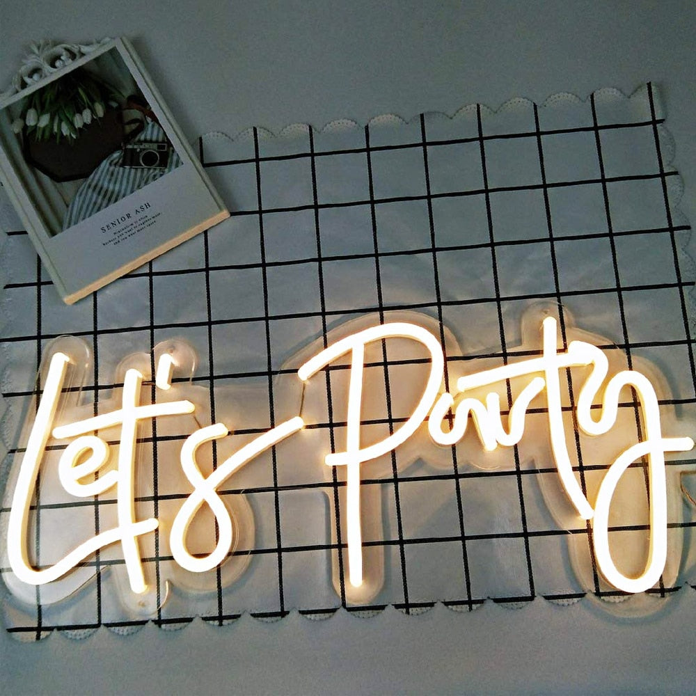 LED Neon and Lets Party Light Signs