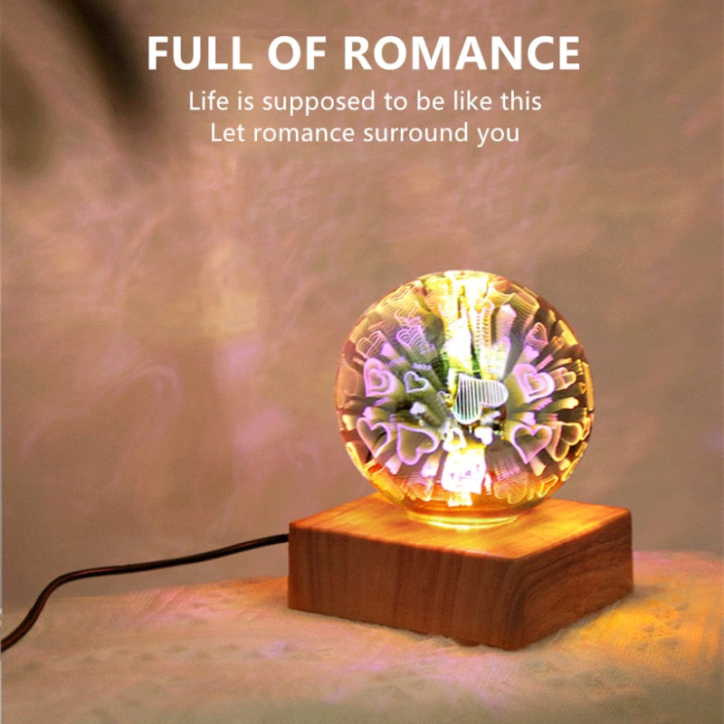 Colorful Night Light 5V USB Table Lamp 4V Bedside Atmosphere Lantern 3D Firework-lamps 3 Mode Meteor Bulb Bedroom Decoration