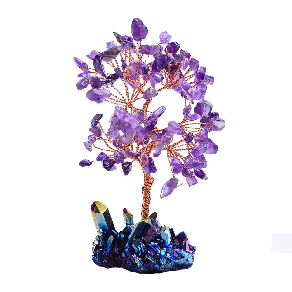 Natural crystal stone Amethyst Quartz Healing Tree