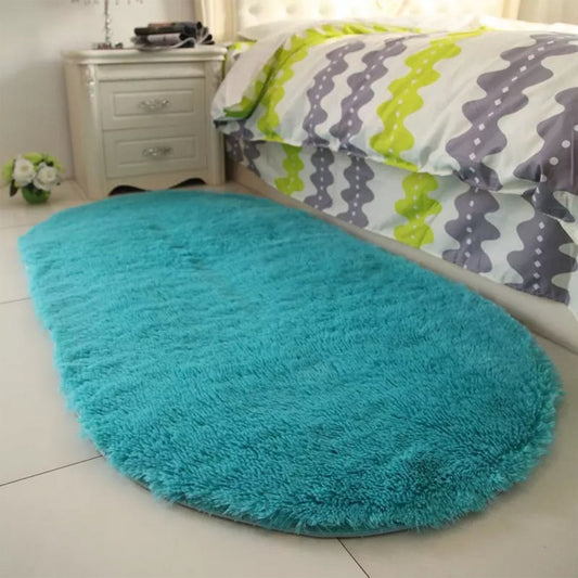 Shaggy, Fluffy, Long Oval Area Rugs for Kids