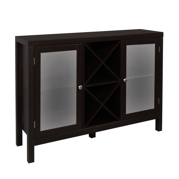 Transparent Double Door with X-shaped Wine Rack Sideboard Entrance Cabinet for Kitchen