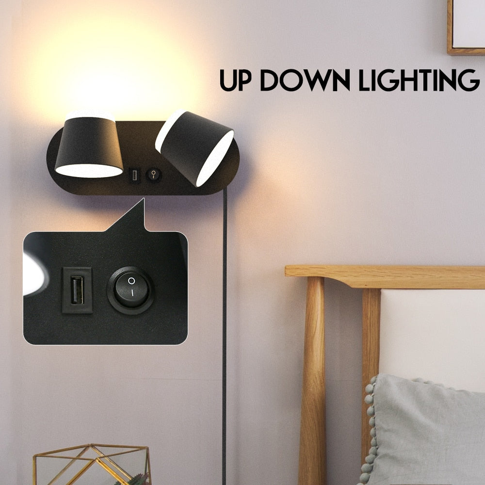 USB Plug in Light Reading Rotatable Lamp Wall Mount