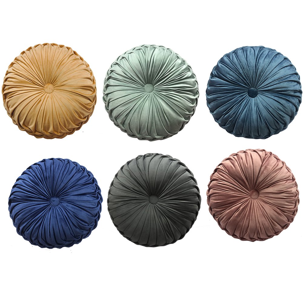 Decorative Velvet Pleated Round Floor Cushion