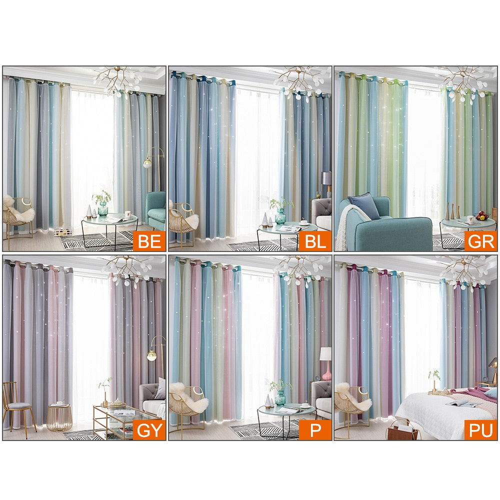 1 Panel Star Blackout Curtains for Windows