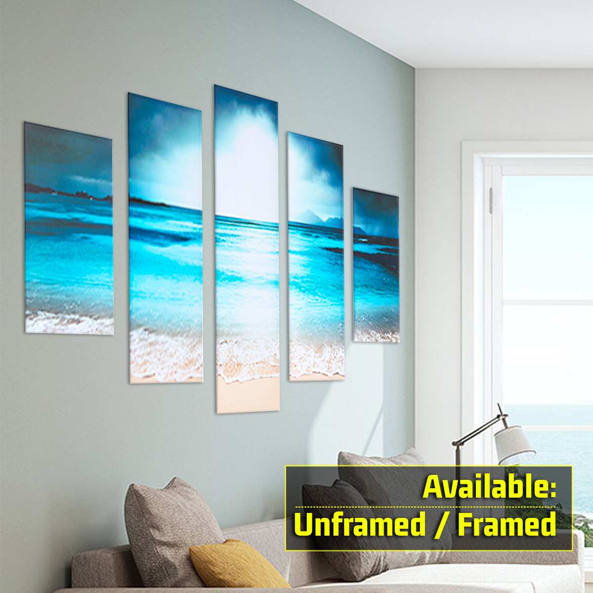 5Pcs Sunset Seaside Canvas Print Art Painting Wall Picture for Bedroom