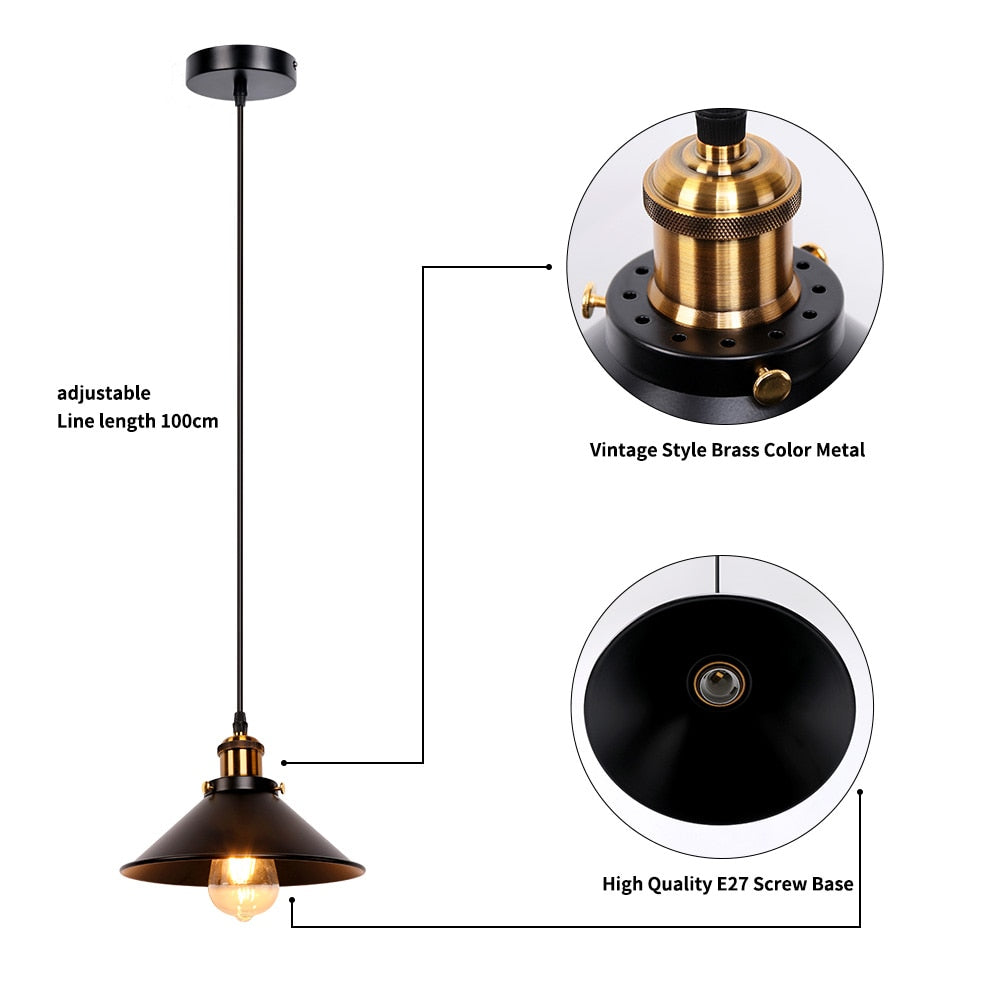 Retro loft iron black decoration pendant hanging lights and lamps