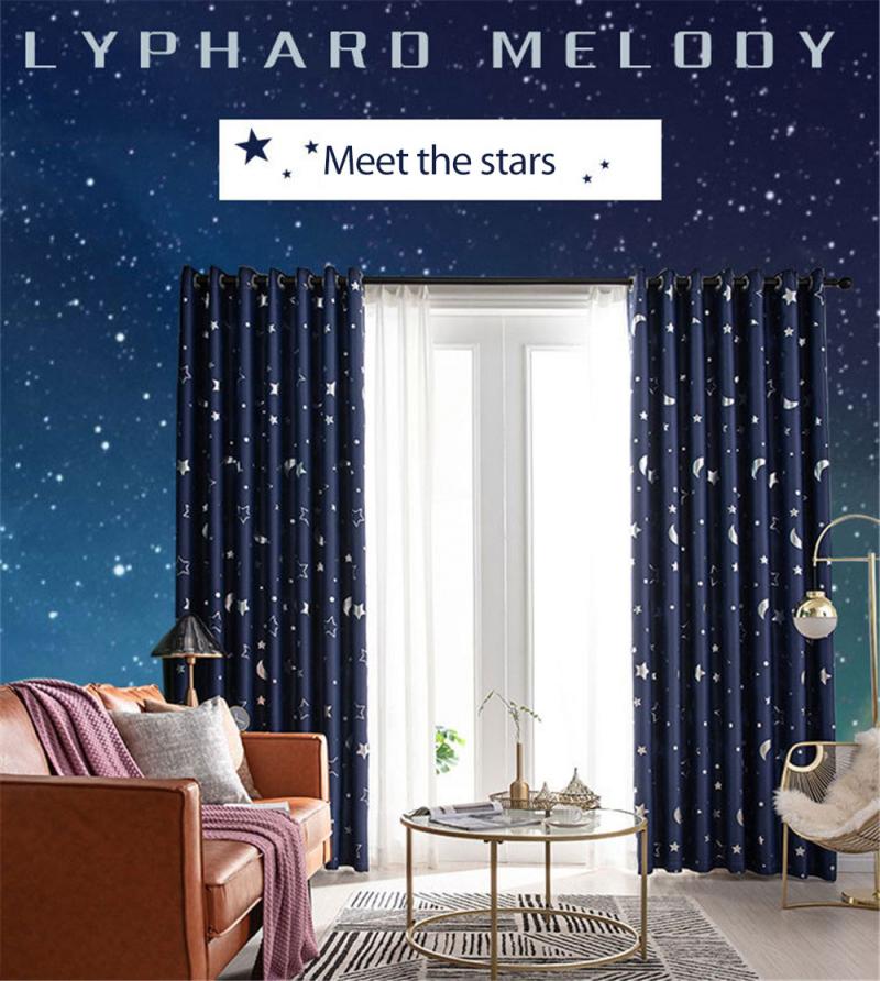 Star Moon Fabric Blackout Curtains