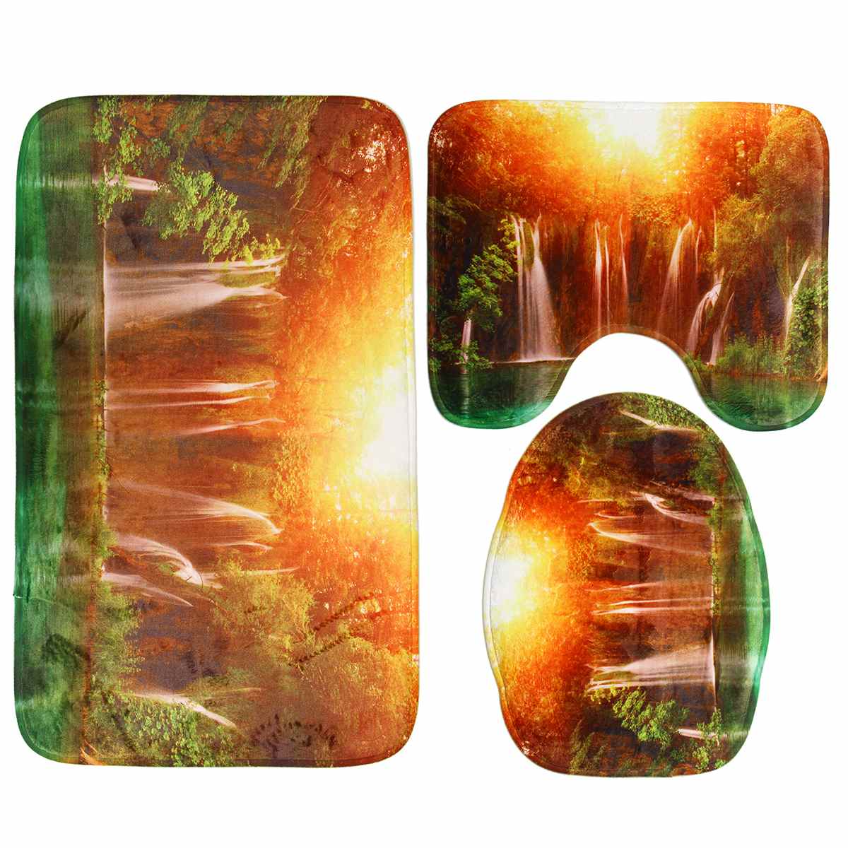 3D Waterfall Scenery Waterproof Shower Curtain