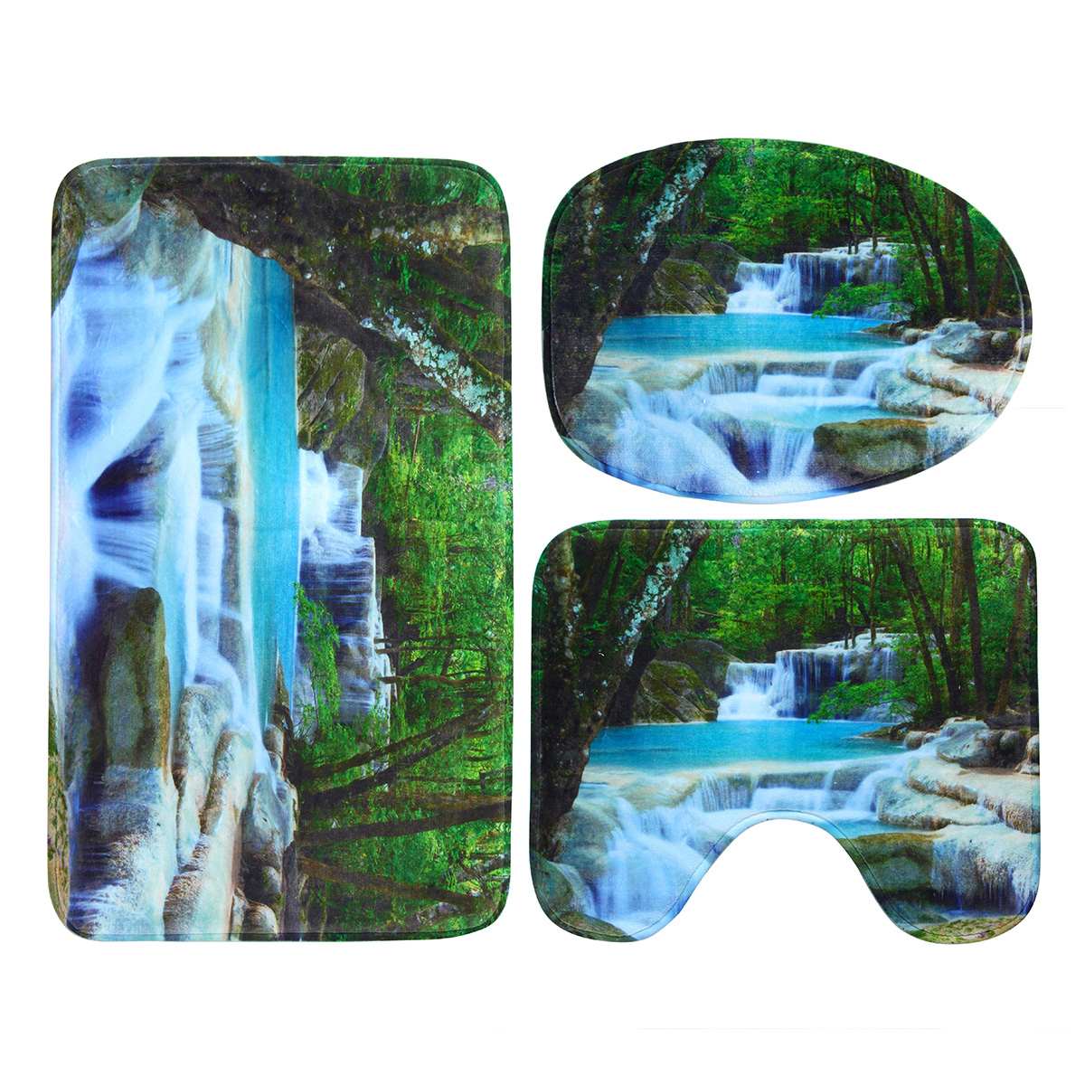 3D Waterfall Scenery Waterproof Shower Curtain