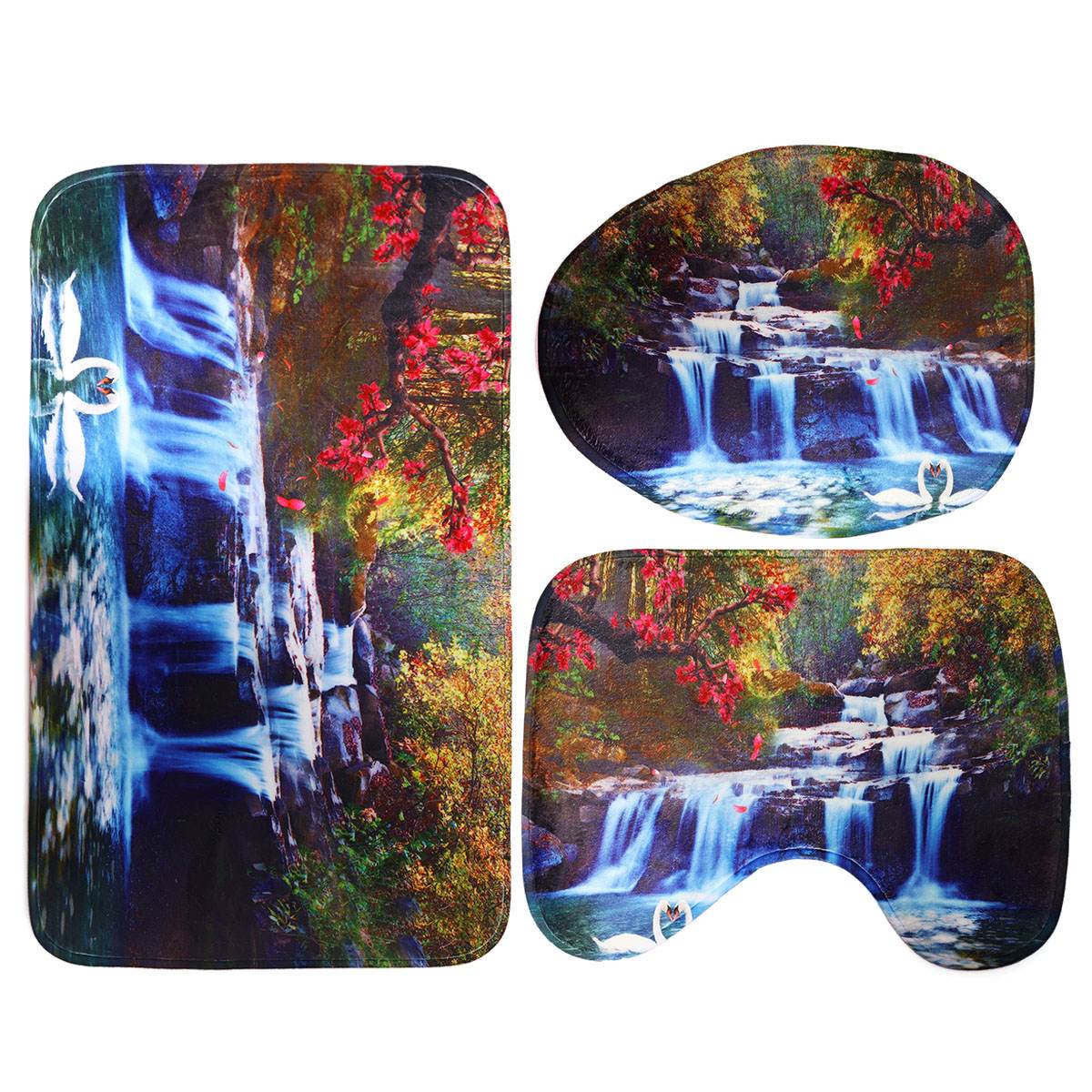 3D Waterfall Scenery Waterproof Shower Curtain