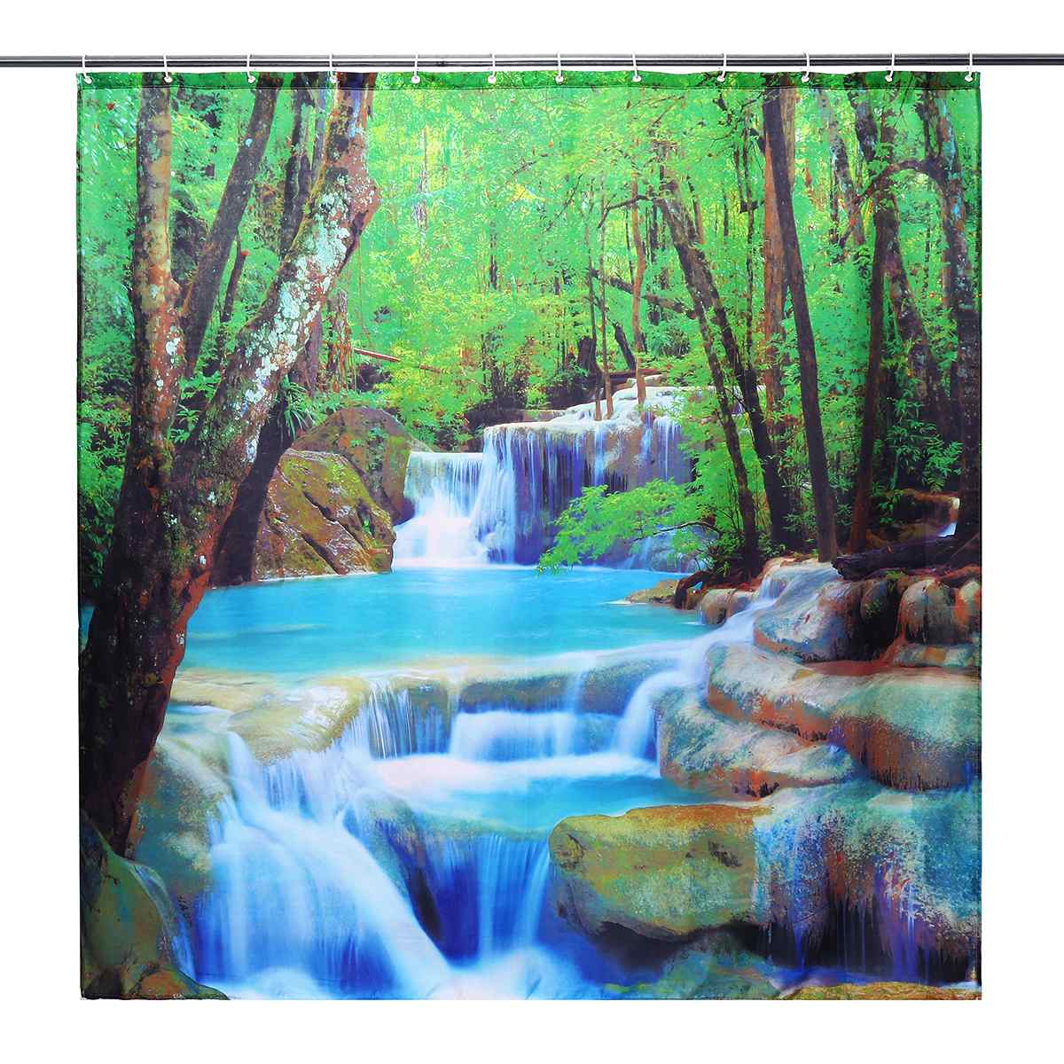 3D Waterfall Scenery Waterproof Shower Curtain