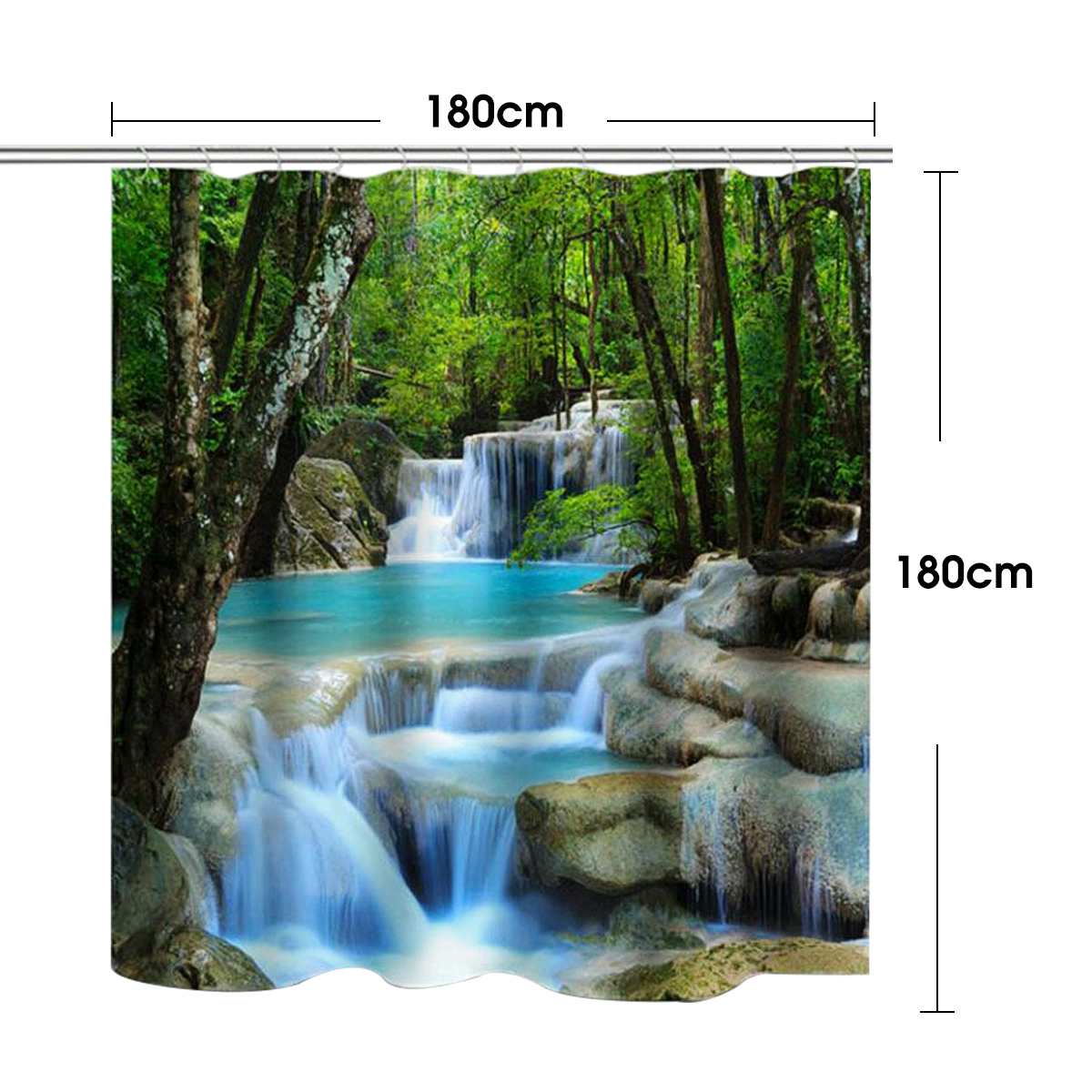 3D Waterfall Scenery Waterproof Shower Curtain