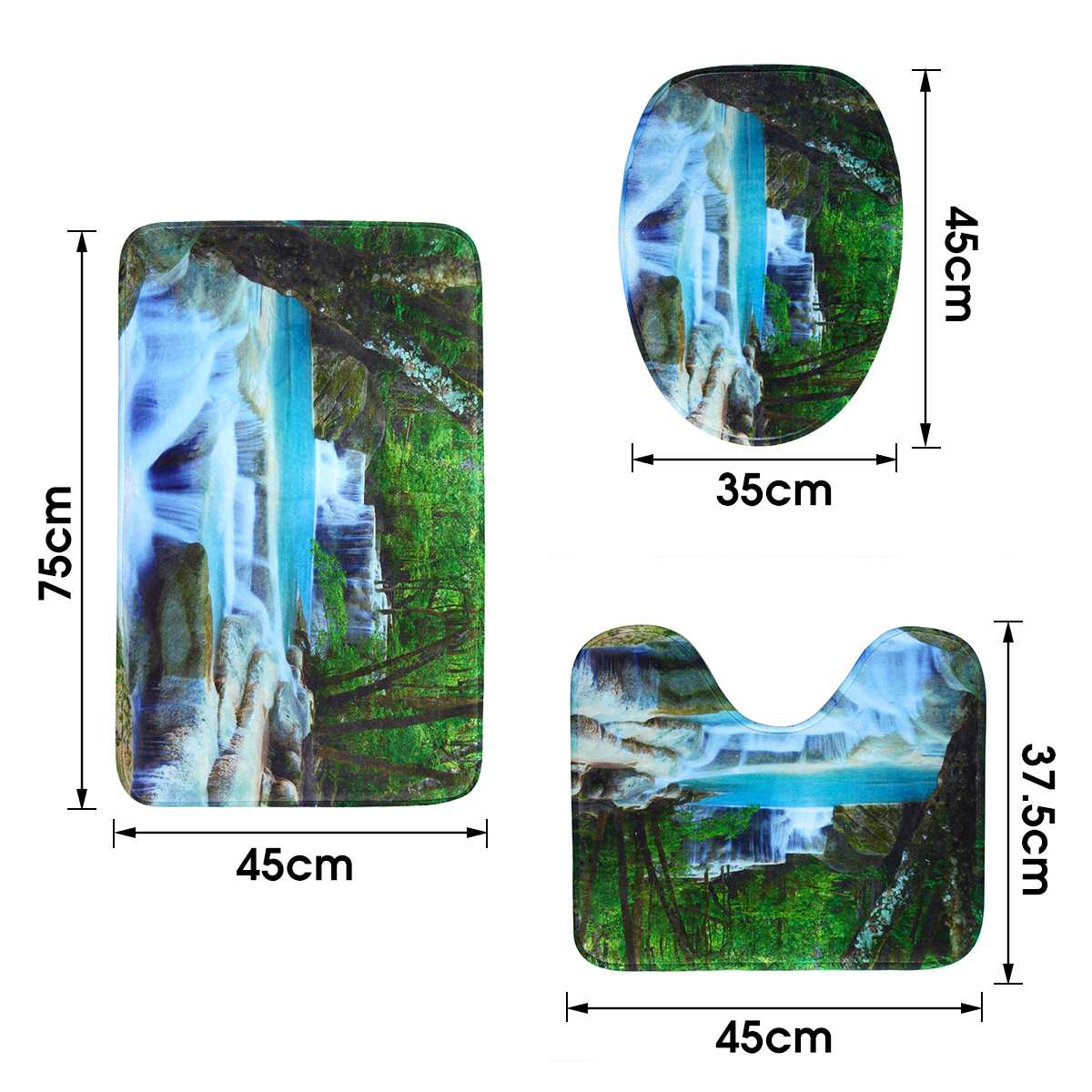 3D Waterfall Scenery Waterproof Shower Curtain