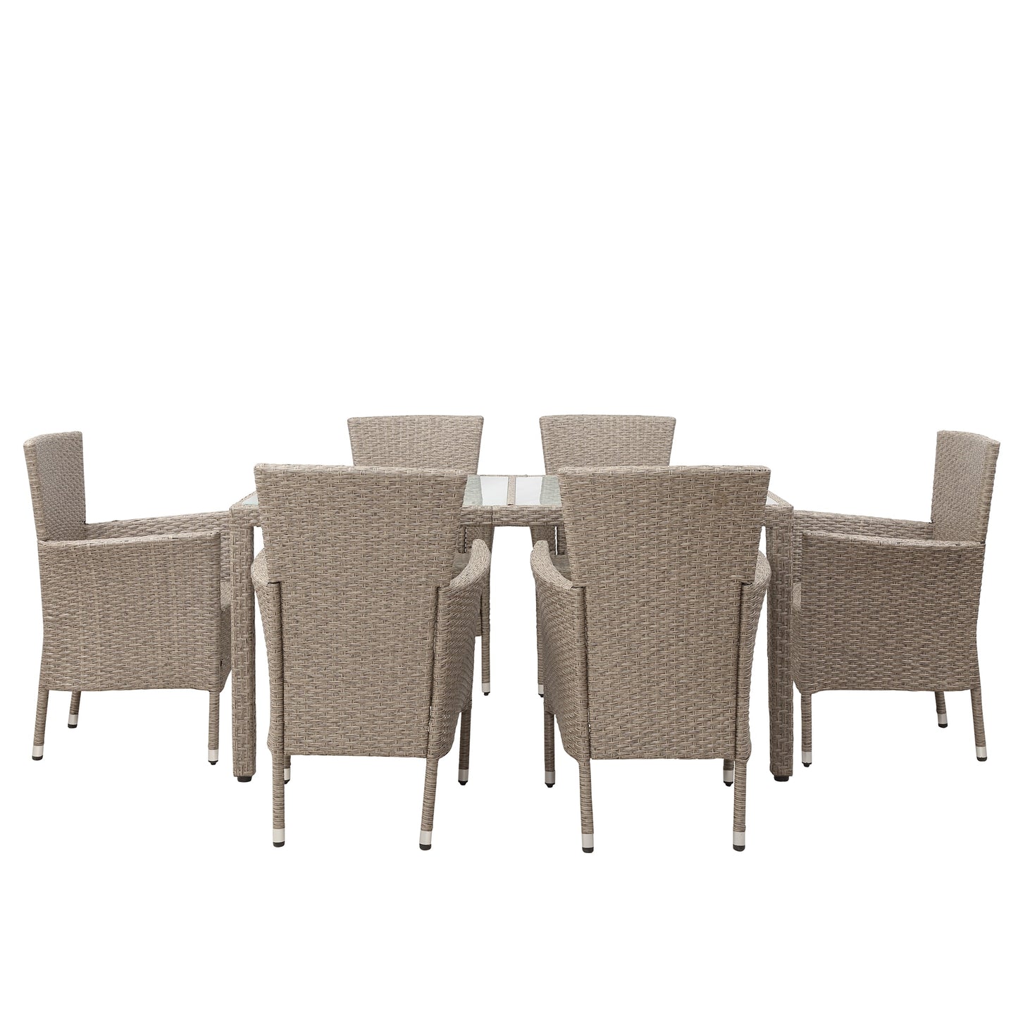 7 Piece Outdoor Rattan Wicker Dining Table Patio Set