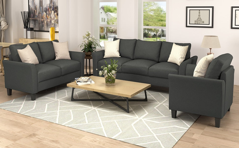 Modern Polyester 3 Piece Sofa Set