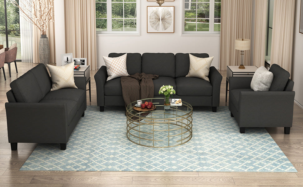 Modern Polyester 3 Piece Sofa Set