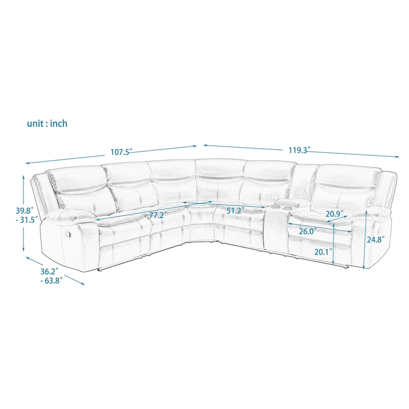 Manual Reclining Sectional Sofa Set