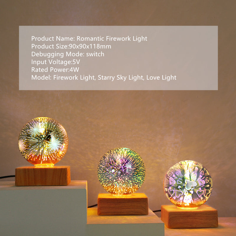 Colorful Night Light 5V USB Table Lamp 4V Bedside Atmosphere Lantern 3D Firework-lamps 3 Mode Meteor Bulb Bedroom Decoration