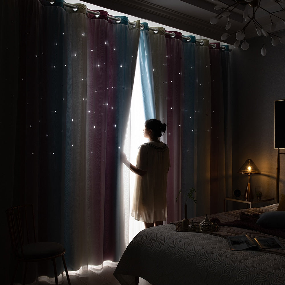 1 Panel Star Blackout Curtains for Windows