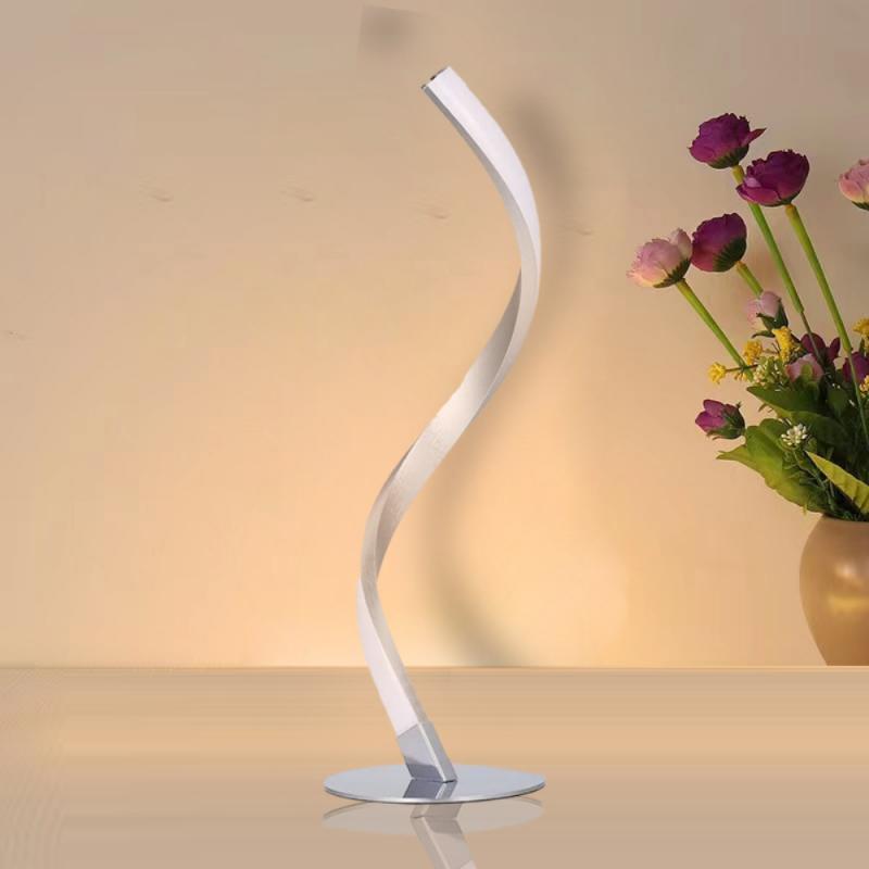 Modern LED Spiral Table Lamp Curved Desk Bedside Lamp