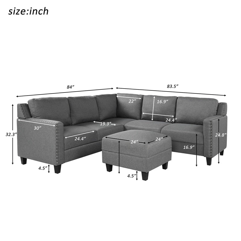 Combination L-Shaped Movable Sofa With Storage Space