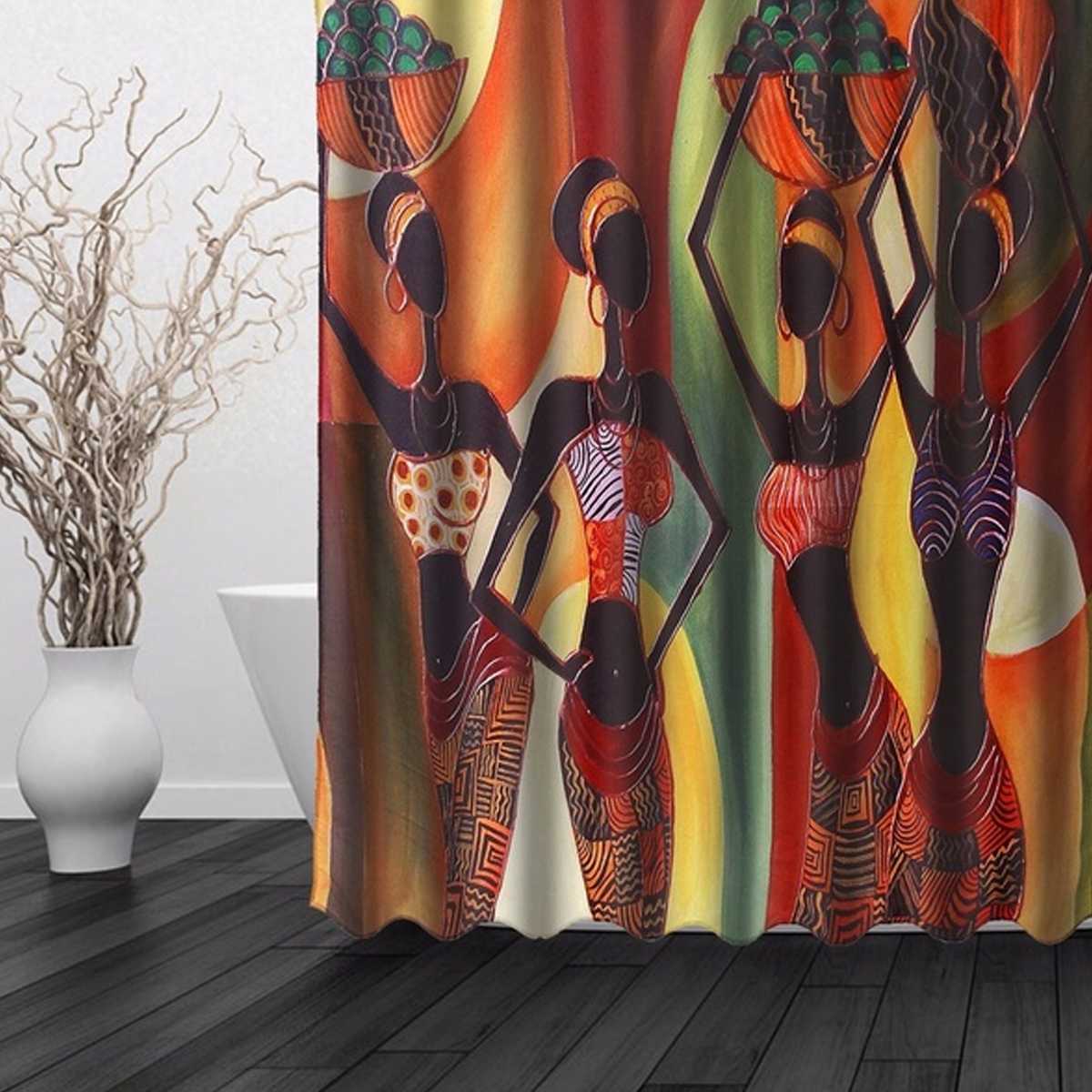 African Woman Bathroom Non-slip Durable Waterproof Shower Curtain Set